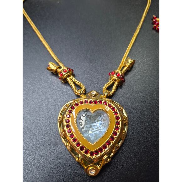 Elizabeth Taylor for Avon Shah Jehan Taj Mahal Heart Necklace Gold-Tone Ruby - Picture 4 of 15